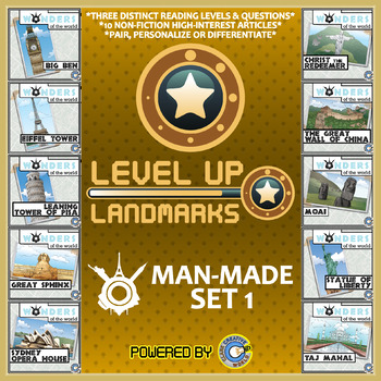 Preview of Level Up Reading -- Places -- Man-Made Landmarks - Paired Text Bundle