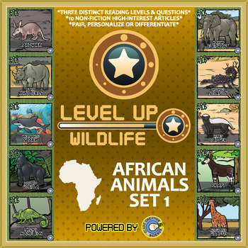 Preview of Level Up Reading -- Wildife -- African Animals Set 1 - Paired Text Bundle