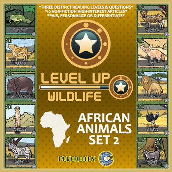 Preview of Level Up Reading -- Wildife -- African Animals Set 2 - Paired Text Bundle