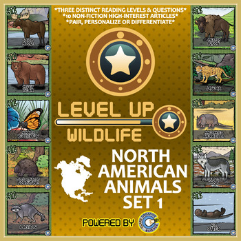 Preview of Level Up Reading -- Wildife -- North American Animals Set 1 - Paired Text Bundle