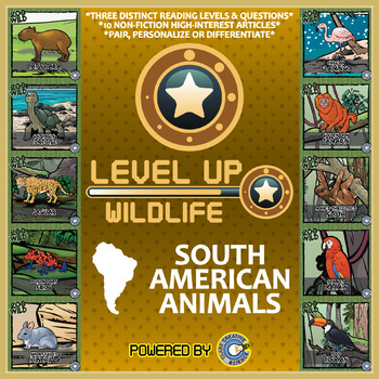 Preview of Level Up Reading -- Wildife -- South American Animals - Paired Text Bundle