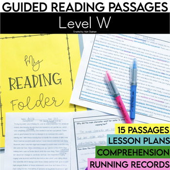 Preview of Level W Guided Reading Passages with Comprehension Questions | 5th Grade Fiction