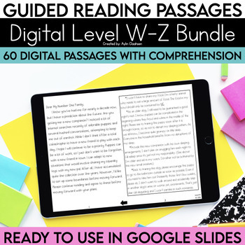 Preview of Level W-Z Digital Resources Bundle Guided Reading Passages with Comprehension