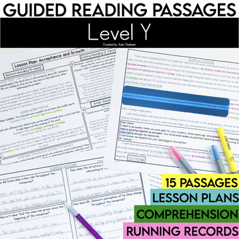 Preview of Level Y Guided Reading Passages with Comprehension Questions | 5th Grade Fiction