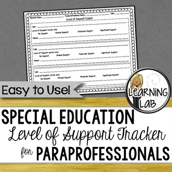 Preview of Special Education - Level of Support Tracker for Paraprofessionals
