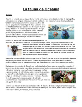 Preview of Leveled Activities - Fauna de Oceanía (Spanish Version)