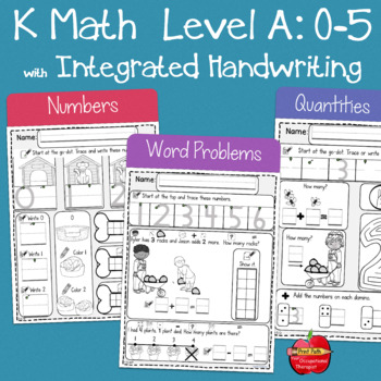 Preview of Leveled Kindergarten Math A: 0-5 with Integrated Handwriting: Common Core
