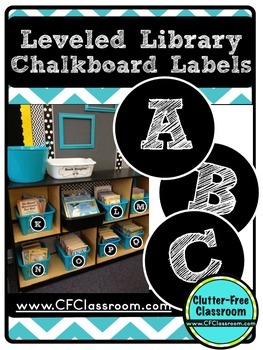 Preview of Leveled Library Book Basket Labels {Chalkboard Style / Black and White}