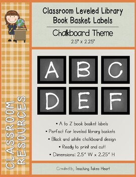 Preview of Leveled Library Book Basket Labels: Chalkboard Theme