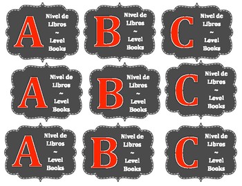 Preview of Leveled Library Labels Color-coded Spanish and English