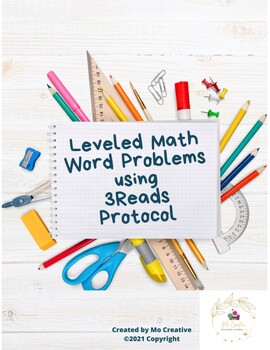 Preview of Leveled Math Word Problem Worksheet Using 3 Reads Protocol