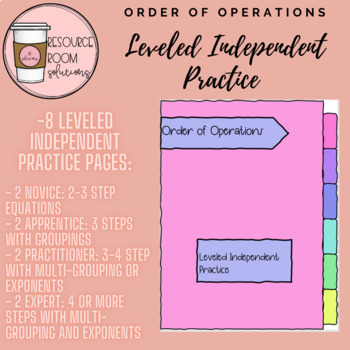 Preview of Leveled Order of Operations- Independent Practice