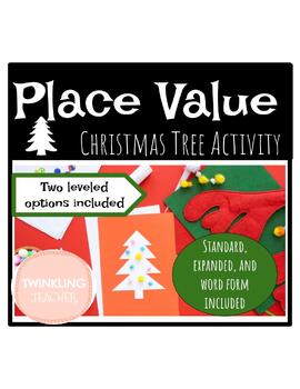 Preview of Leveled Place Value Christmas Tree Project!