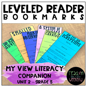 Preview of Grade 5 - MyView Literacy Leveled Reader Bookmark Questions: Unit 2