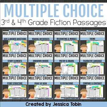 Preview of Reading Comprehension Passages with Multiple Choice 3rd Grade 4th Grade Fiction