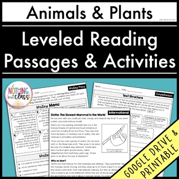 Preview of Leveled Reading Comprehension Passages with Questions | Animals & Plants