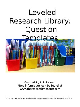 Preview of Leveled Research Library Question Templates EDITABLE