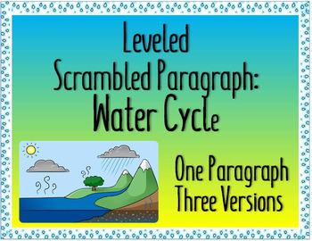 Preview of Water Cycle: Leveled Scrambled Paragraph {One Paragraph, Three Versions}