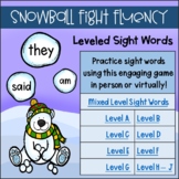 Leveled Sight Word Fluency Digital Snowball Fight Game for