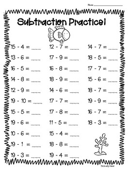 Leveled Subtraction Practice Worksheets - Basic Facts by 4 Little Baers