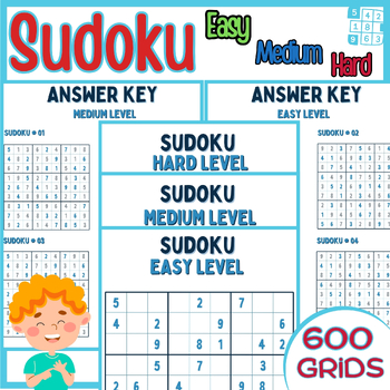 Preview of Leveled Sudoku Puzzles | Math Worksheets | Math Logic game Puzzles