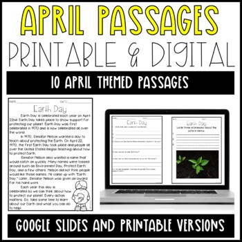 Preview of Leveled Text: April Reading Passages