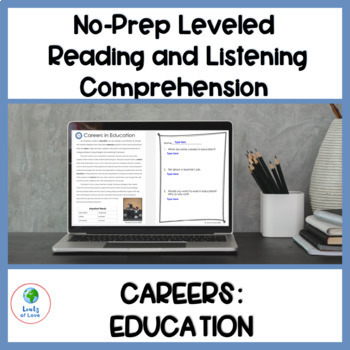 Preview of Leveled Texts for ESL Reading Comprehension: Careers in Education