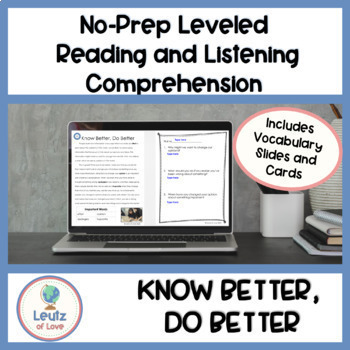 Preview of Leveled Texts for ESL Reading Comprehension: Know Better Do Better
