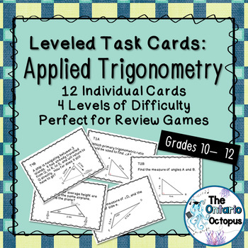 Preview of Trigonometry Task Cards - Leveled - Suitable for Review Games