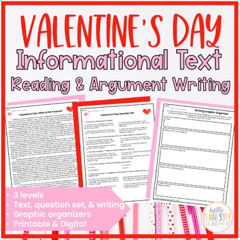 Preview of Leveled Valentine's Day Reading and Writing Activities (Grades 6-8)