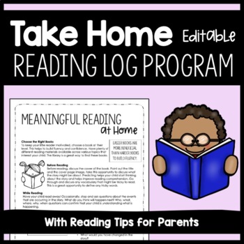Preview of Levelled Take Home Reading Parent Letter and Log | Reading Tips for Parents