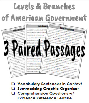 Preview of Levels & Branches of Government Paired Readings