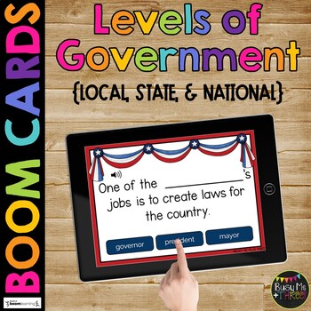 Preview of Levels of Government BOOM CARDS™ Distance Learning Local | State | National