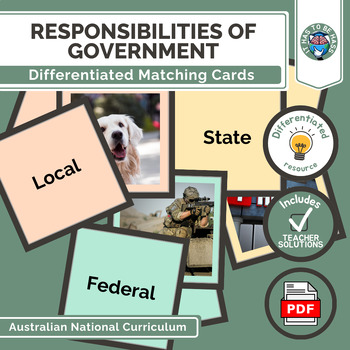 Preview of Civics & Citizenship - Responsibilities of Government Matching Card Set