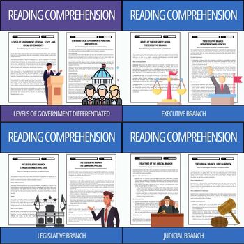Preview of Levels of Government and Branches of Government {Reading Passages BUNDLE}