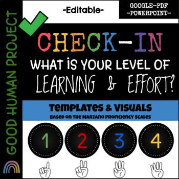 Preview of Learning and Effort Check-In | Templates & Visuals| Editable Marzano