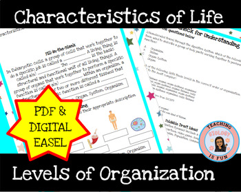 Preview of Levels of Organization Characteristics of Life Biology | Print and Digital EASEL