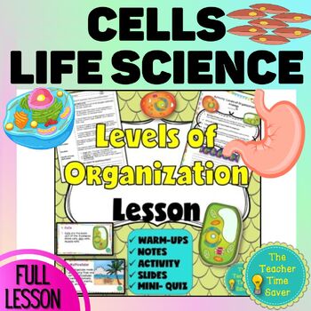 Preview of Cells Level of Organization Notes Slides Activity Lesson- Cells Life Science