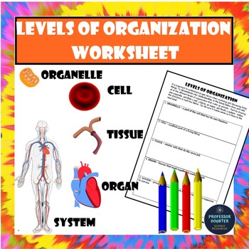 Preview of Levels of Organization Worksheet Cells Tissues Organs and Systems TEKS 6.12F