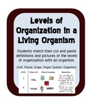 Levels of Organization in Living Organisms Match, Cut & Pa
