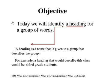 Preview of Levels of Specificity - Headings Powerpoint