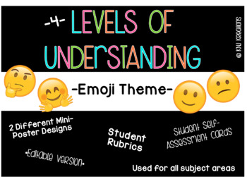Preview of Levels of Understanding *Emoji-Theme* {{Posters & Self-Assessment Tools}}