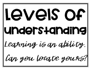 Preview of Levels of Understanding Posters