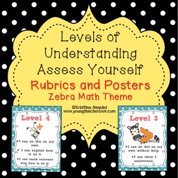 Preview of Levels of Understanding Posters and Rubrics {Zebra Math Theme}