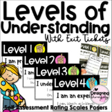 Levels of Understanding Self Assessment Posters with Exit Tickets