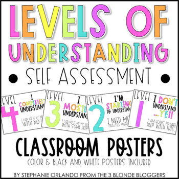 Preview of Levels of Understanding | Self Assessment | Rainbow Brights