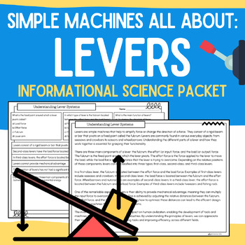 Preview of Lever: Simple Machines: Informational Articles, Worksheets, & Vocabulary Packet