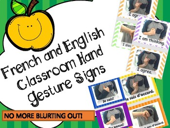 Preview of Classroom Management Hand Gestures -French and English Posters