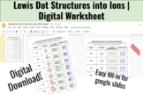 Lewis Dot Structures into Ions Digital Worksheet