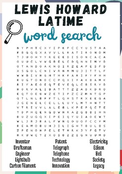 Preview of Lewis Howard Latime No Prep Word search puzzle worksheet activity